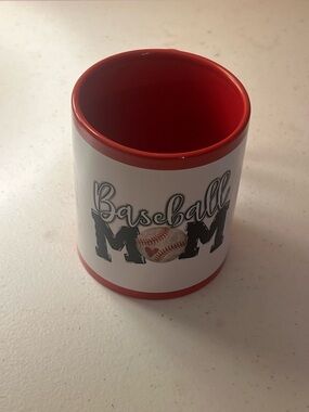 Baseball Mom Ceramic Mug in Red and White